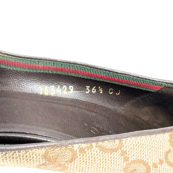 Gucci Heels GG Guccissima Supreme Canvas Red Green Web Ophidia Bow Peep Toe 36.5 - Picture 7 of 9